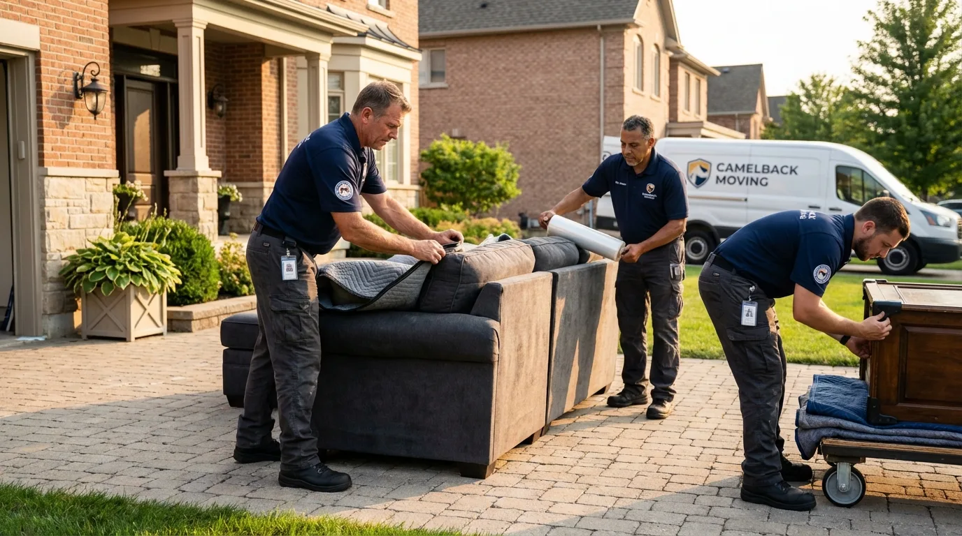 Large estate moving crew wrapping furniture in Bentleyville, PA