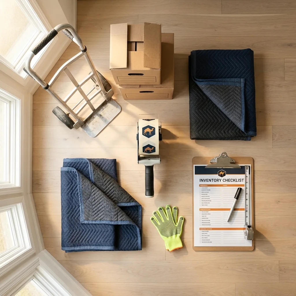 Professional moving supplies and packing materials layout for Bentleyville residential relocations